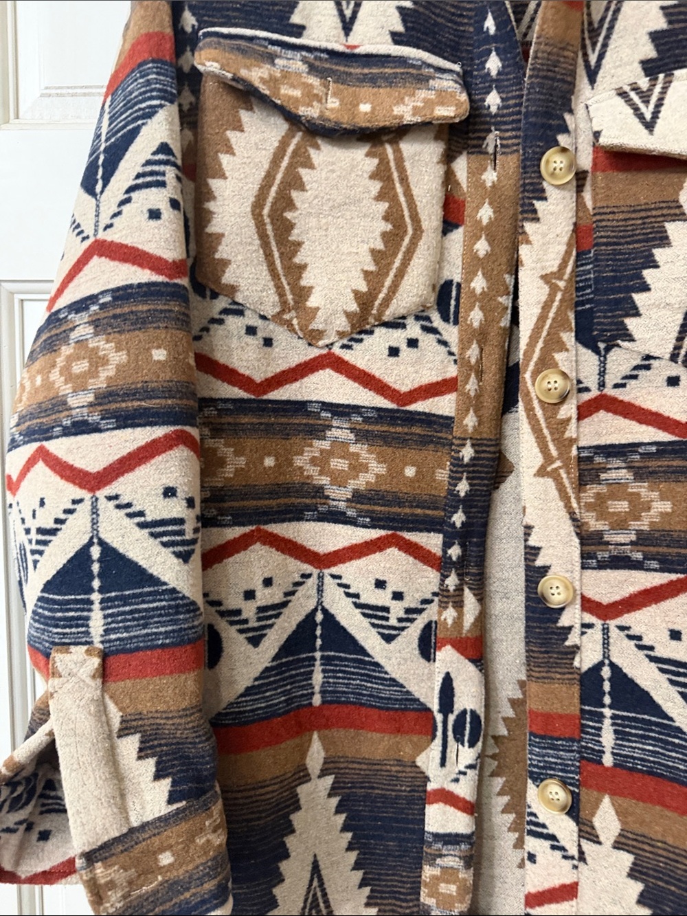 Rust & Navy Patterned Utility Jacket - Unbranded - Picture 4 of 4